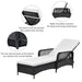 GFD Home - GO Outdoor patio pool PE rattan wicker chair wicker sun lounger, Adjustable backrest, beige cushion, Black wiker (1 set) - WF198166AAA - GreatFurnitureDeal