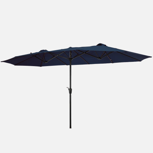 GFD Home - 15x9ft Large Double-Sided Rectangular Outdoor Twin Patio Market Umbrella w-Crank- Blue - W41929344 - GreatFurnitureDeal
