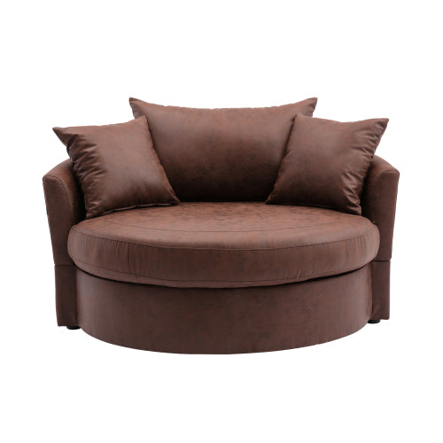 GFD Home - Modern  Akili swivel accent chair  barrel chair  for hotel living room - Modern in Brown - W39532335 - GreatFurnitureDeal