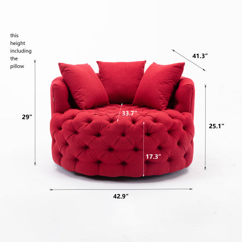 GFD Home - Modern  Akili swivel accent chair barrel chair  for hotel living room - Modern  leisure chair Red - W39527140