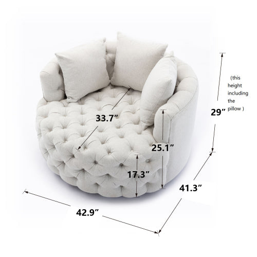 GFD Home - Modern Akili swivel accent chair barrel chair for hotel living room - Modern leisure chair Beige - W39517209