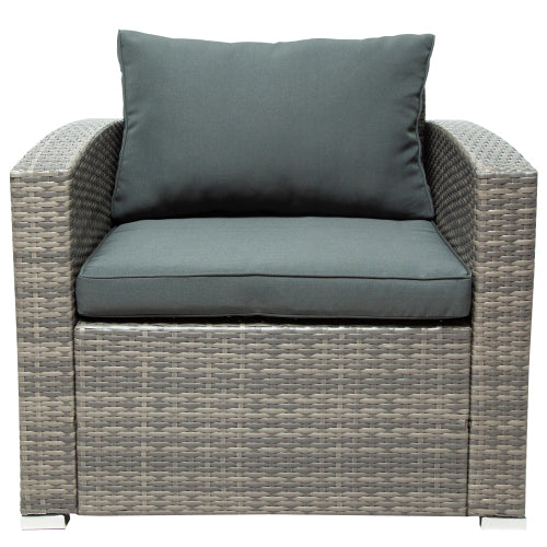 GFD Home - 7-Piece Patio Wicker Sofa, Cushions, Chairs, a Loveseat, a Table and a Storage Box in Gray - WY000216EAA - GreatFurnitureDeal