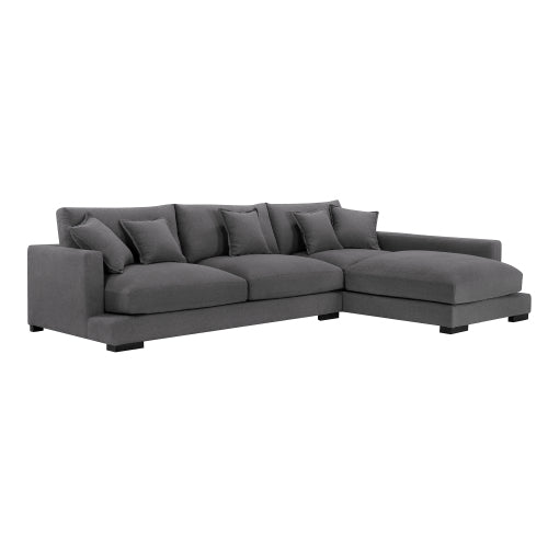 GFD Home - Soft and comfortable Sectional sofa right hand facing in dark grey - W223S00922 - GreatFurnitureDeal