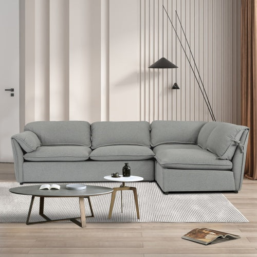 GFD Home - Soft and comfortable L-shaped Sectional sofa right hand facing in Grey - W223S00921 - GreatFurnitureDeal