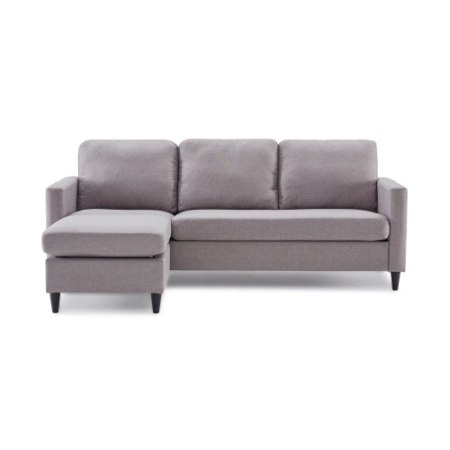 GFD Home - Reversible Sectional Sofa with Handy Side Pocket，Living Room L-Shape 3-Seater Couch with Modern Linen Fabric in Gray - WF281313AAE