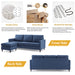 GFD Home - Reversible Sectional Sofa with Handy Side Pocket，Living Room L-Shape 3-Seater Couch with Modern Linen Fabric in Blue - WF281313AAC - GreatFurnitureDeal