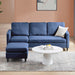 GFD Home - Reversible Sectional Sofa with Handy Side Pocket，Living Room L-Shape 3-Seater Couch with Modern Linen Fabric in Blue - WF281313AAC - GreatFurnitureDeal