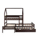 GFD Home - Twin over Twin over Twin Triple Bed Bunk bed with Trundle, Wooden House Bed with Twin size Trundle - Espresso - LP000079AAP - GreatFurnitureDeal