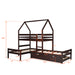 GFD Home - Twin over Twin over Twin Triple Bed Bunk bed with Trundle, Wooden House Bed with Twin size Trundle - Espresso - LP000079AAP - GreatFurnitureDeal