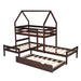 GFD Home - Twin over Twin over Twin Triple Bed Bunk bed with Trundle, Wooden House Bed with Twin size Trundle - Espresso - LP000079AAP - GreatFurnitureDeal