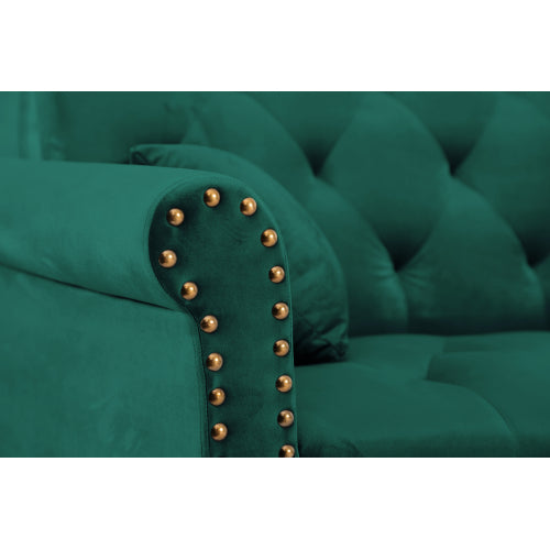 GFD Home - Convertible Sofa Bed Sleeper Green Velvet - W223S00707 - GreatFurnitureDeal