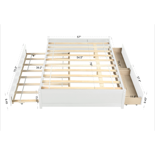 GFD Home - Full Bed With Twin Trundle and Two Drawers in White - W69732769