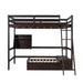 GFD Home - Twin Size Loft Bed Wood Bed with Convertible Lower Bed, Storage Drawer and Shelf in Espresso - LP000073AAP - GreatFurnitureDeal