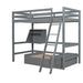 GFD Home - Twin Size Loft Bed Wood Bed with Convertible Lower Bed, Storage Drawer and Shelf in Gray - LP000073AAE - GreatFurnitureDeal