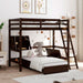 GFD Home - Twin Size Loft Bed Wood Bed with Convertible Lower Bed, Storage Drawer and Shelf in Espresso - LP000073AAP - GreatFurnitureDeal