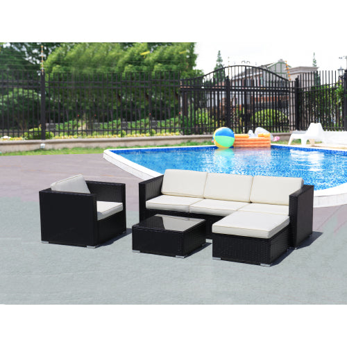 GFD Home - Outdoor PE Rattan Sofa Set of 4 in White - DS0002A - GreatFurnitureDeal