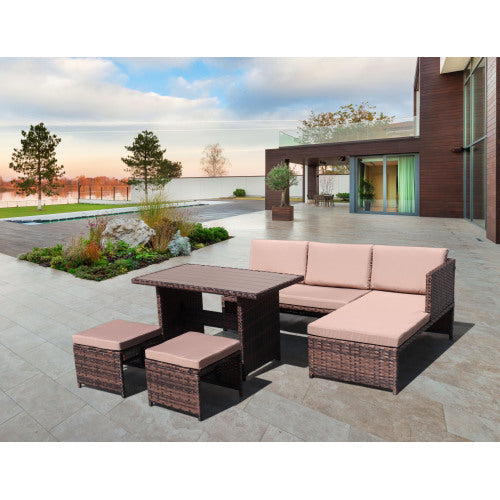 GFD Home - Outdoor PE Rattan Sofa Set of 5 - DS0009B