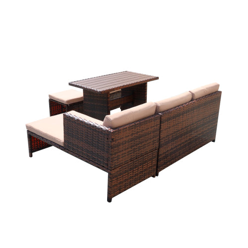 GFD Home - Outdoor PE Rattan Sofa Set of 5 - DS0009B - GreatFurnitureDeal