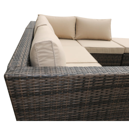 GFD Home - Outdoor Patio Furniture PE Rattan Corner Sofa Set of 4 - RF730 - GreatFurnitureDeal