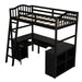 GFD Home - Twin size Loft Bed with Drawers, Cabinet, Shelves and Desk, Wooden Loft Bed with Desk - Espresso - LP000505AAP - GreatFurnitureDeal