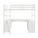 GFD Home - Twin size Loft Bed with Drawers, Cabinet, Shelves and Desk, Wooden Loft Bed with Desk - White - LP000505AAK - GreatFurnitureDeal