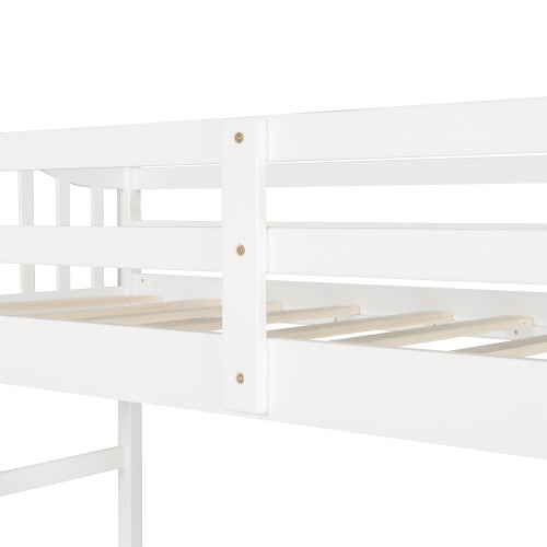 GFD Home - Twin size Loft Bed with Drawers, Cabinet, Shelves and Desk, Wooden Loft Bed with Desk - White - LP000505AAK - GreatFurnitureDeal