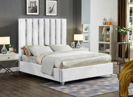 Meridian Furniture - Enzo Velvet King Bed in White - EnzoWhite-K - GreatFurnitureDeal