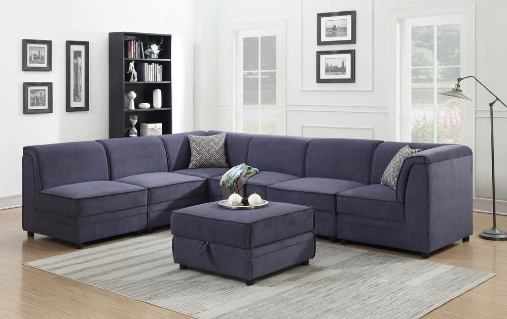 Myco Furniture - Charlotte 7 Piece Modular Sectional in Blue - 2025-7PC