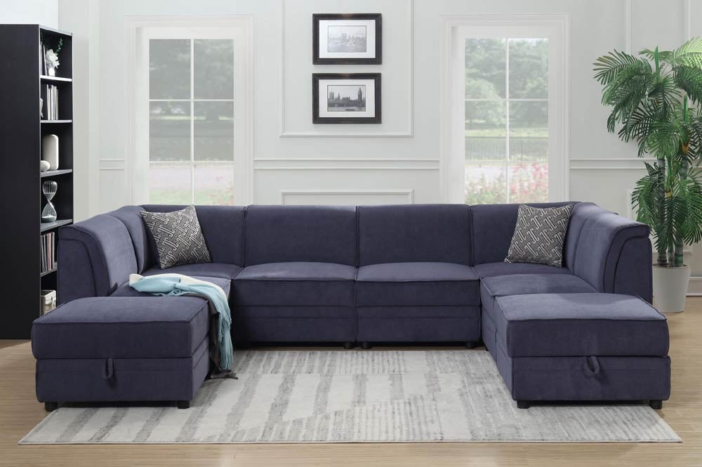 Myco Furniture - Charlotte 8 Piece Modular Sectional in Blue - 2025-8PC