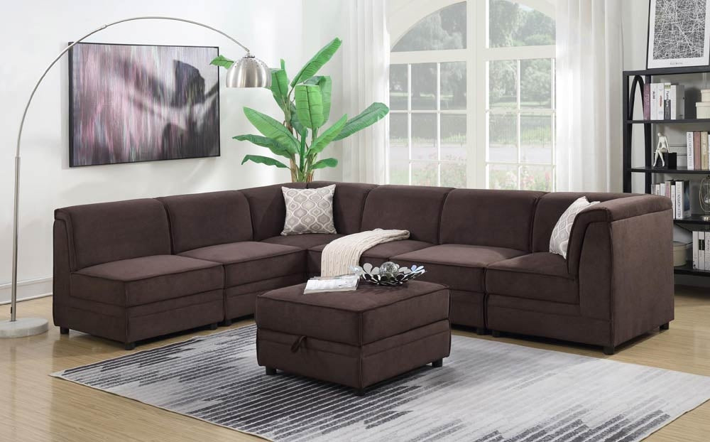 Myco Furniture - Charlotte 7 Piece Modular Sectional in Chocolate Brown - 2027-7PC
