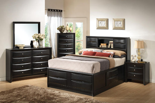 Coaster Furniture - Briana 5 Piece Eastern King Storage Bookcase Bedroom Set in Black - 202701KE-5SET