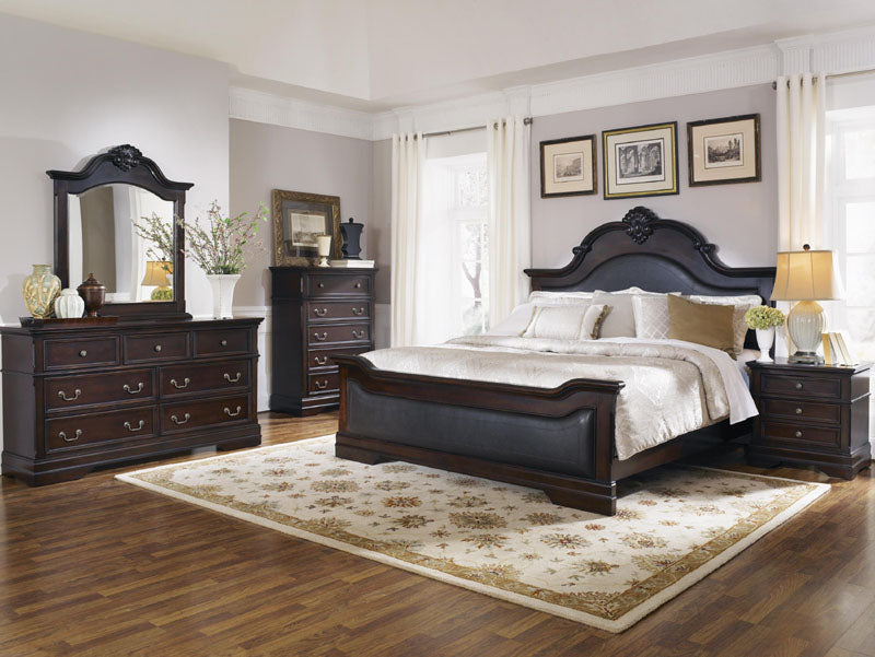 Coaster Furniture - Cambridge 5 Piece Eastern King Panel Bedroom Set In Dark Cherry - 203191KE-5SET