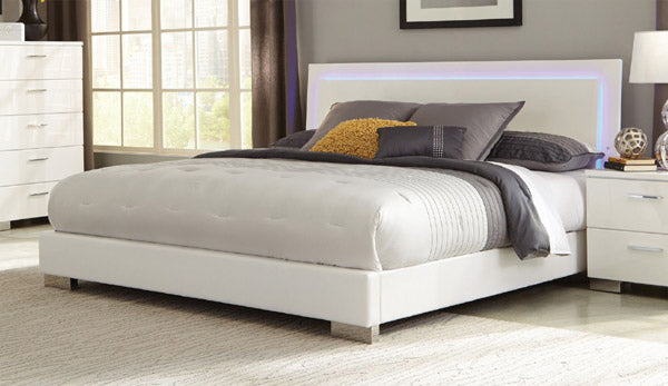 Coaster Furniture - Felicity White King Platform Bed - 203500KE - GreatFurnitureDeal