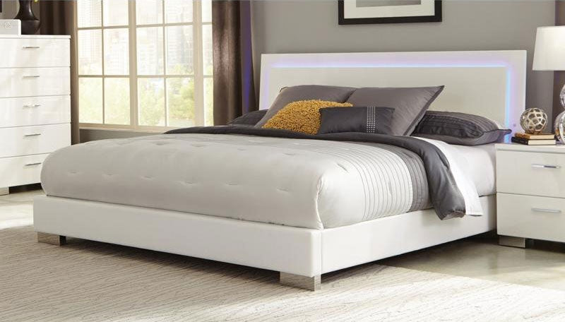 Coaster Furniture - Felicity California King Low Profile Bed in Glossy White - 203500KW - GreatFurnitureDeal