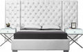 Meridian Furniture - Grande Velvet Queen Bed in White - GrandeWhite-Q - GreatFurnitureDeal