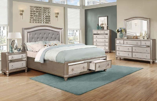 Coaster Furniture - Bling Game Metallic Platinum California King Panel Storage Bed - 204180KW - GreatFurnitureDeal