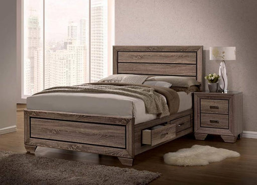 Coaster Furniture - Kauffman California Panel King Bed with Storage in Washed Taupe - 204190KW - GreatFurnitureDeal