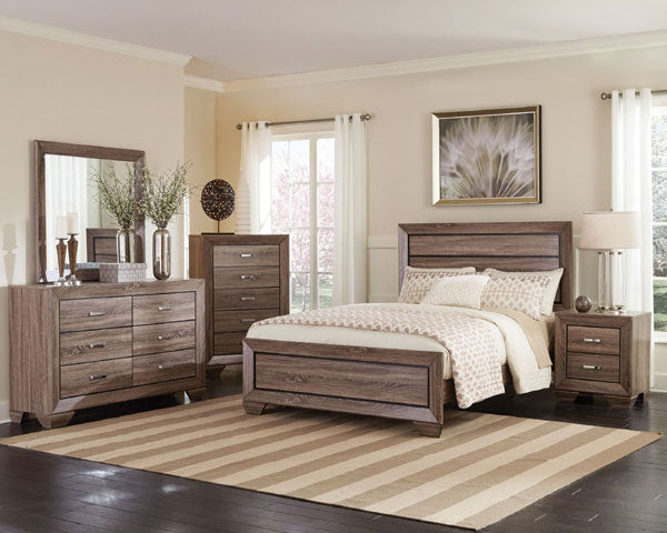 Coaster Furniture - Kauffman Washed Taupe King Panel Bed - 204191KE - GreatFurnitureDeal