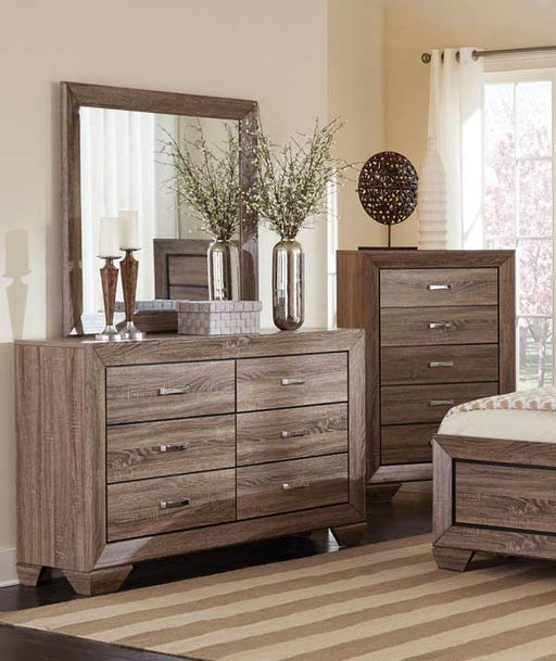 Coaster Furniture - Kauffman Washed Taupe Dresser and Mirror - 204193-94