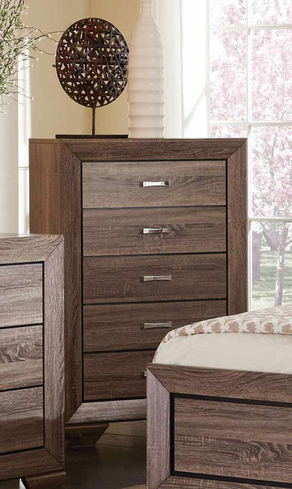 Coaster Furniture - Kauffman Washed Taupe 5 Piece Eastern King Panel Bedroom Set - 204190KE-5SET