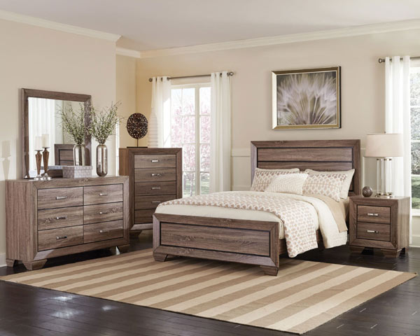 Coaster Furniture - Kauffman Washed Taupe 3 Piece Queen Bedroom Set - 204190Q-3SET