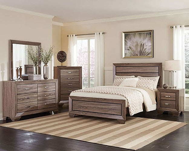 Coaster Furniture - Kauffman Washed Taupe 4 Piece Queen Panel Bedroom Set - 204190Q-4SET - GreatFurnitureDeal