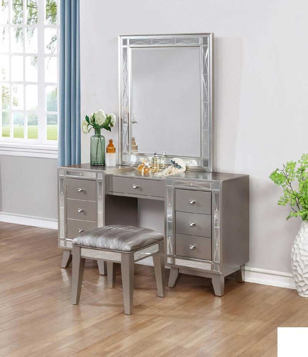 Coaster Furniture - Leighton Metallic Mercury Panel 8 Piece Bedroom Set - 204921Q-S8 - Vanity Desk And Stool