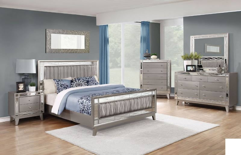 Coaster Furniture - Leighton Metallic Mercury Panel 7 Piece Bedroom Set - 204921Q-S7 - GreatFurnitureDeal