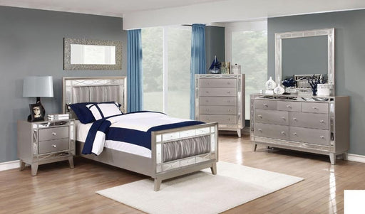 Coaster Furniture - Leighton Metallic Mercury Twin Panel Bed - 204921T - Set View