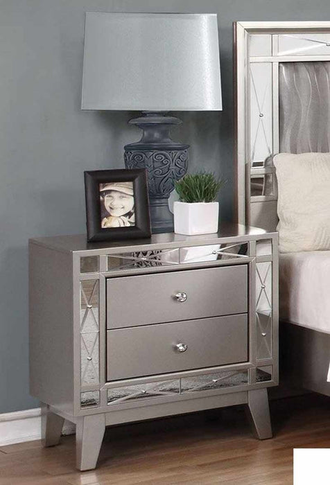 Coaster Furniture - Leighton Metallic Mercury Panel 7 Piece Bedroom Set - 204921Q-S7 - Nightstand