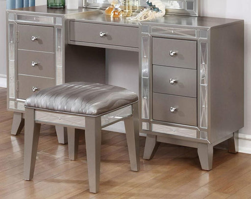 Coaster Furniture - Leighton Metallic Mercury Vanity Desk and Stool - 204927