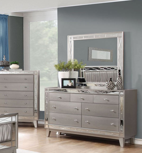 Coaster Furniture - Leighton Metallic Mercury Dresser and Mirror - 204923-24 Coaster Furniture - Leighton Metallic Mercury Dresser and Mirror - 204923-24