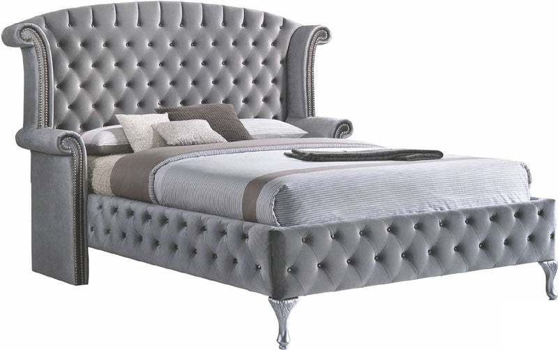 Coaster Furniture - Deanna Grey Upholstered 5 Piece Platform Bedroom Set - 205101Q-S5 - Queen Bed