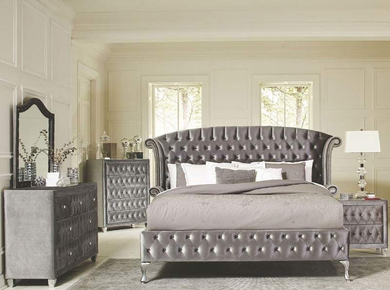 Coaster Furniture - Deanna Grey Queen Upholstered Platform Bed - 205101Q - GreatFurnitureDeal